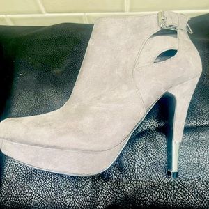 Gray Suede with Silver Heel